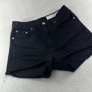 Rag & Bone 25, 0 Black Short Fray Raw Hem High Rise‎ 100% Cotton Denim Shorts
